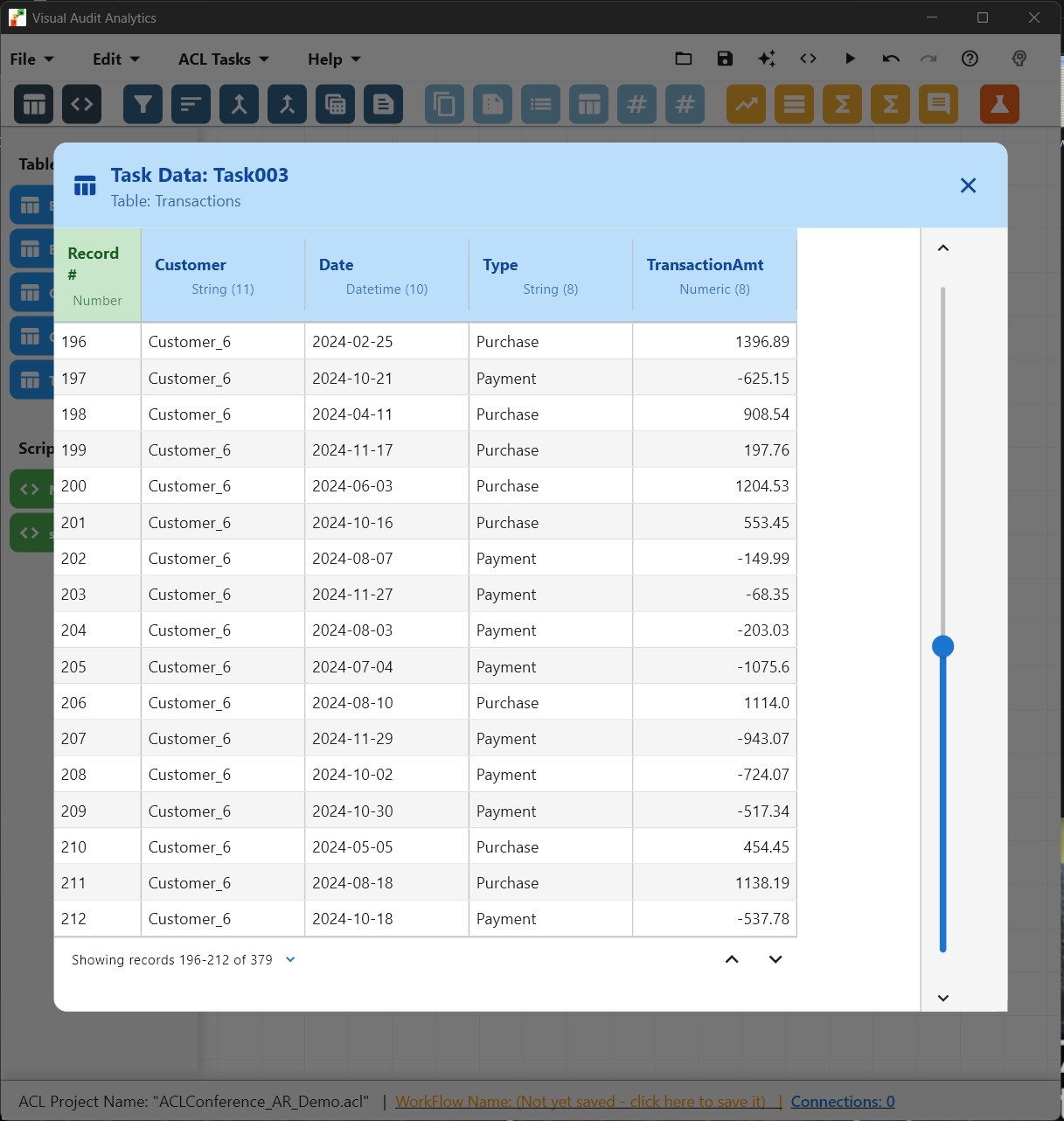 View data tables